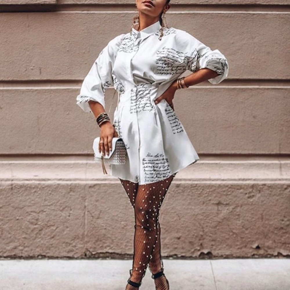 Cursive print mini dress